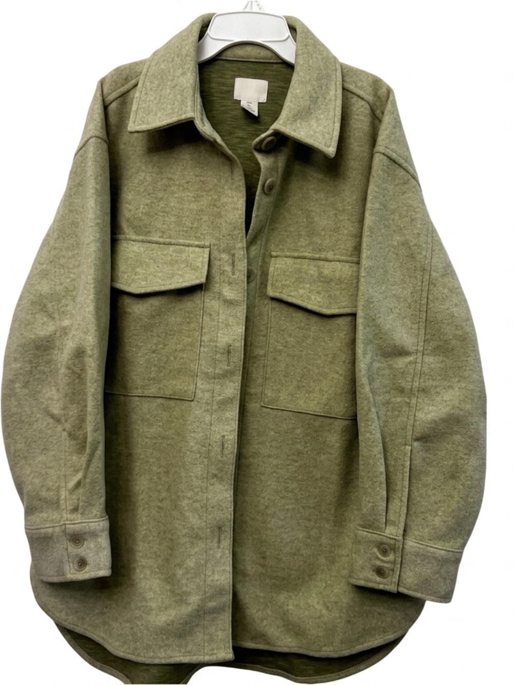 H&M Women's Oversized Brushed Knit Shirt Jacket Shacket – Beige Melange